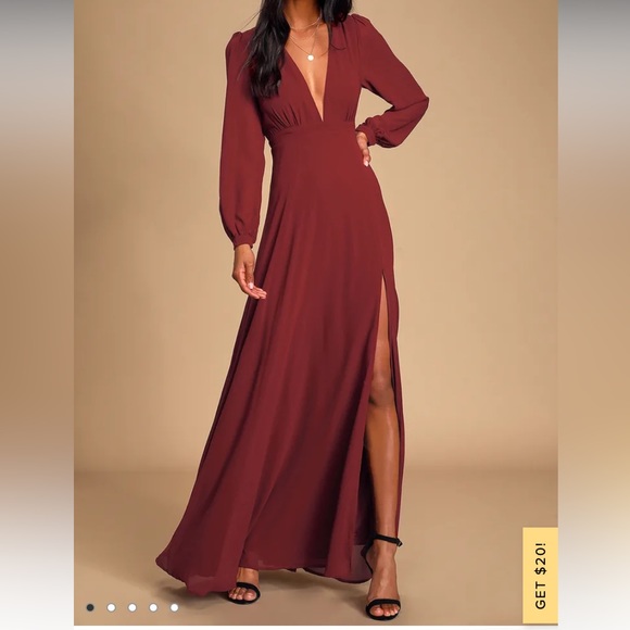 Lulus Dresses & Skirts - Lulu’s All My Life Burgundy Long Sleeve Maxi Dress